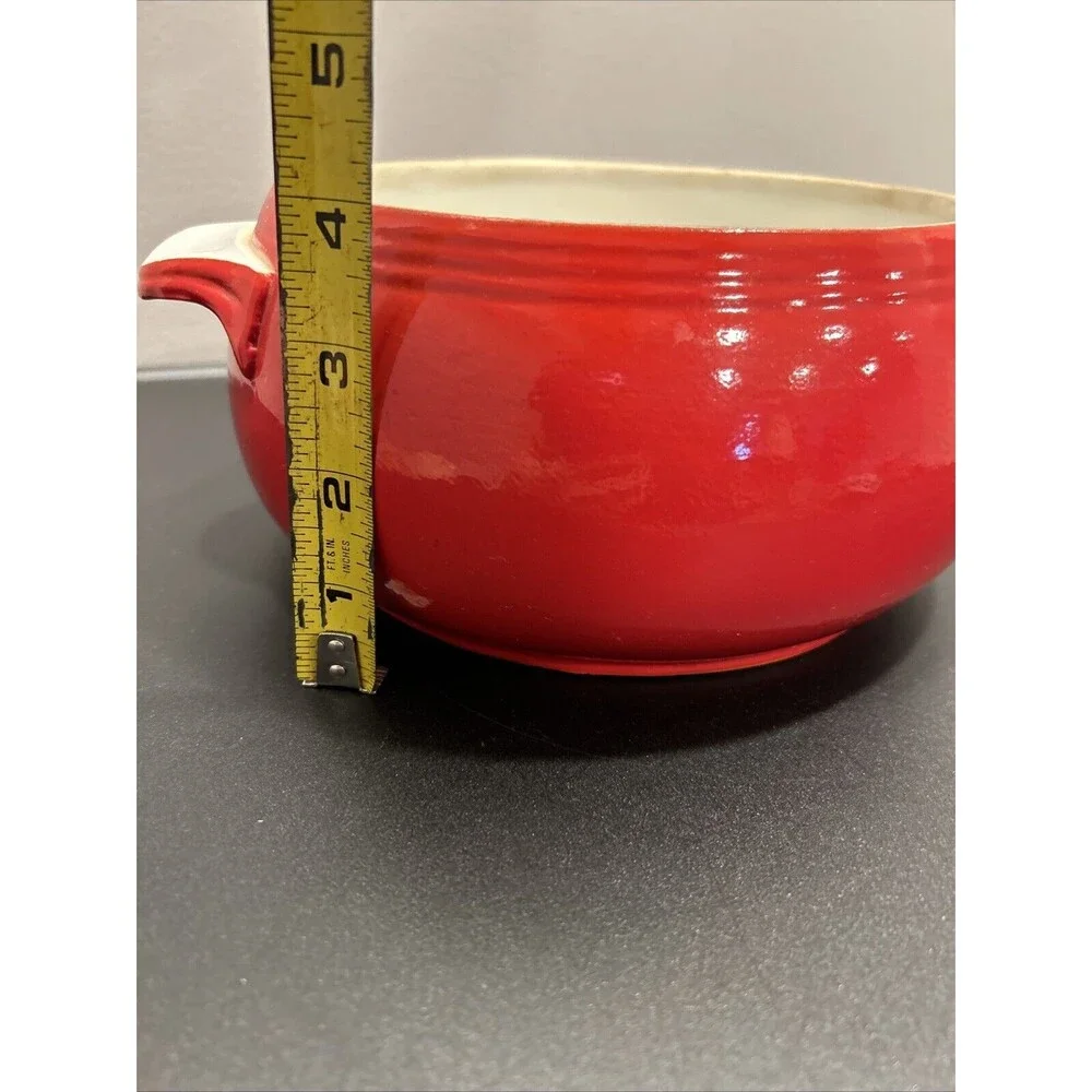 HALL’S Superior Quality Kitchenware USA Double Handle Casserole Dish Red 2QT Vtg